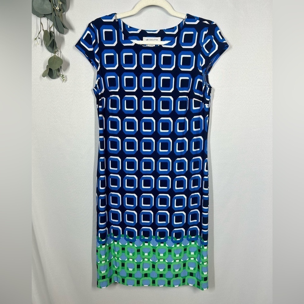 Liz Claiborne | Cap Sleeve Blue Green Dress Size Medium